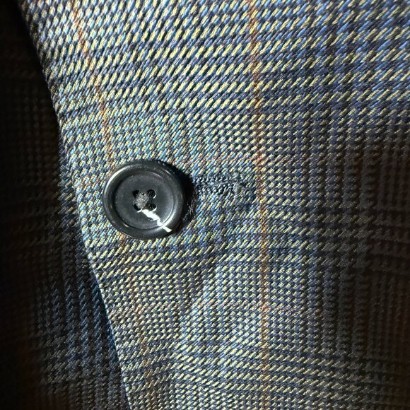 Baroni Silk & Wool by Tessilstrona Blazer Sport Coat Blue Plaid Sz 50L - Picture 11 of 12